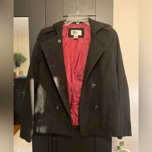 Black hooded peacoat